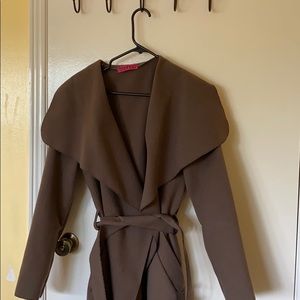 Boohoo waterfall coat in mocha